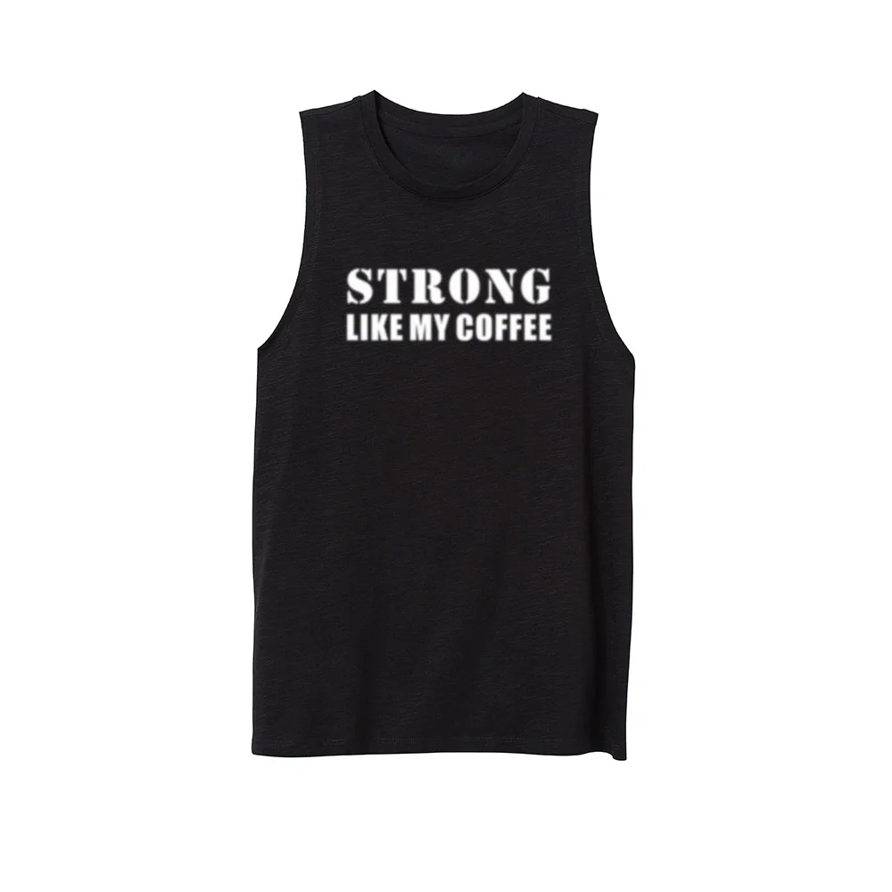 

Womens Strong Like My Coffee Crossfit Fitness Casual Tank Vest Sleveless Tops Shirts