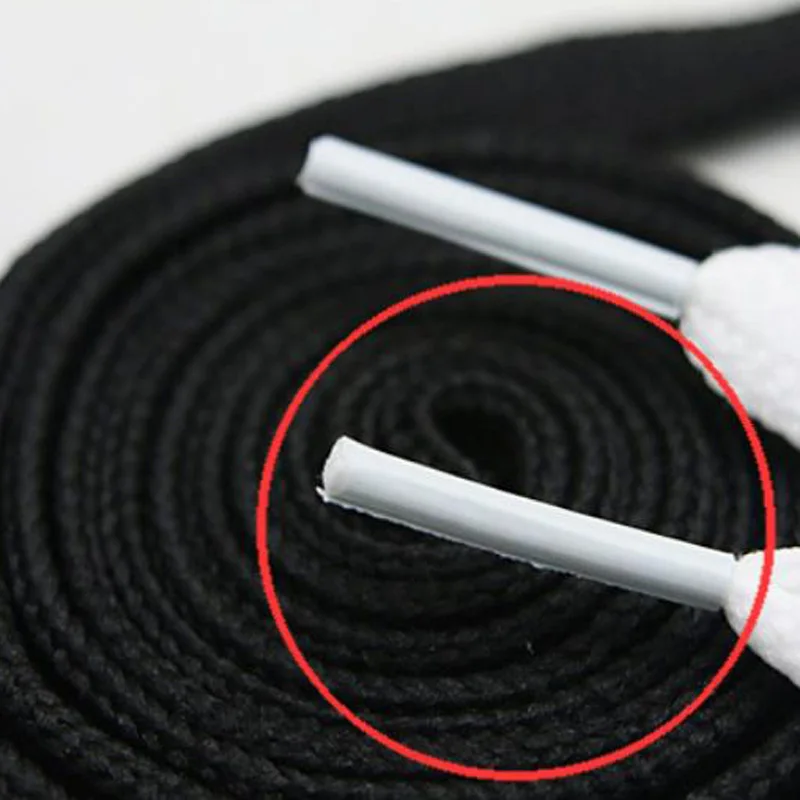 200 Pairs Couble Hhollow Canvas Skateboard Shoelaces Polyester Low Elastic Silk Flat Hollow Double Layer Lace Black White Laces