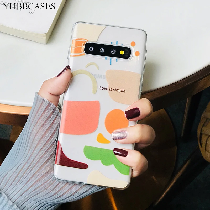 

YHBBCASES Cartoon Abstract Geometry Soft Case For Samsung Galaxy S10 Plus S8 S9 Love Is Simple Phone Cover For Samsung Note 8 9
