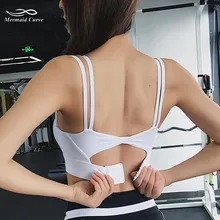 Спортивный бюстгальтер в стиле русалки с кривой сзади, с двойными бретельками, водонепроницаемый бюстгальтер для фитнеса, пуш-ап, бюстгальтер для йоги, регулируемая задняя пряжка