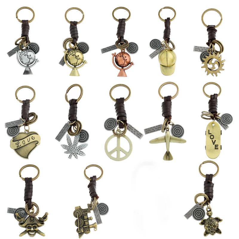 1pcs Fashion Key Ring Holder Handbags Pendant Genuine Leather Vintage Key Chains Keychain Women