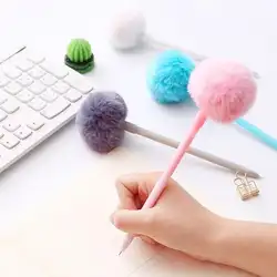 1 шт 0,5 мм волос мяч гелевая ручка милые порошок гель для девочки Ручка Kawaii конфеты-ручки обычные ручки для подарок для девочек записи