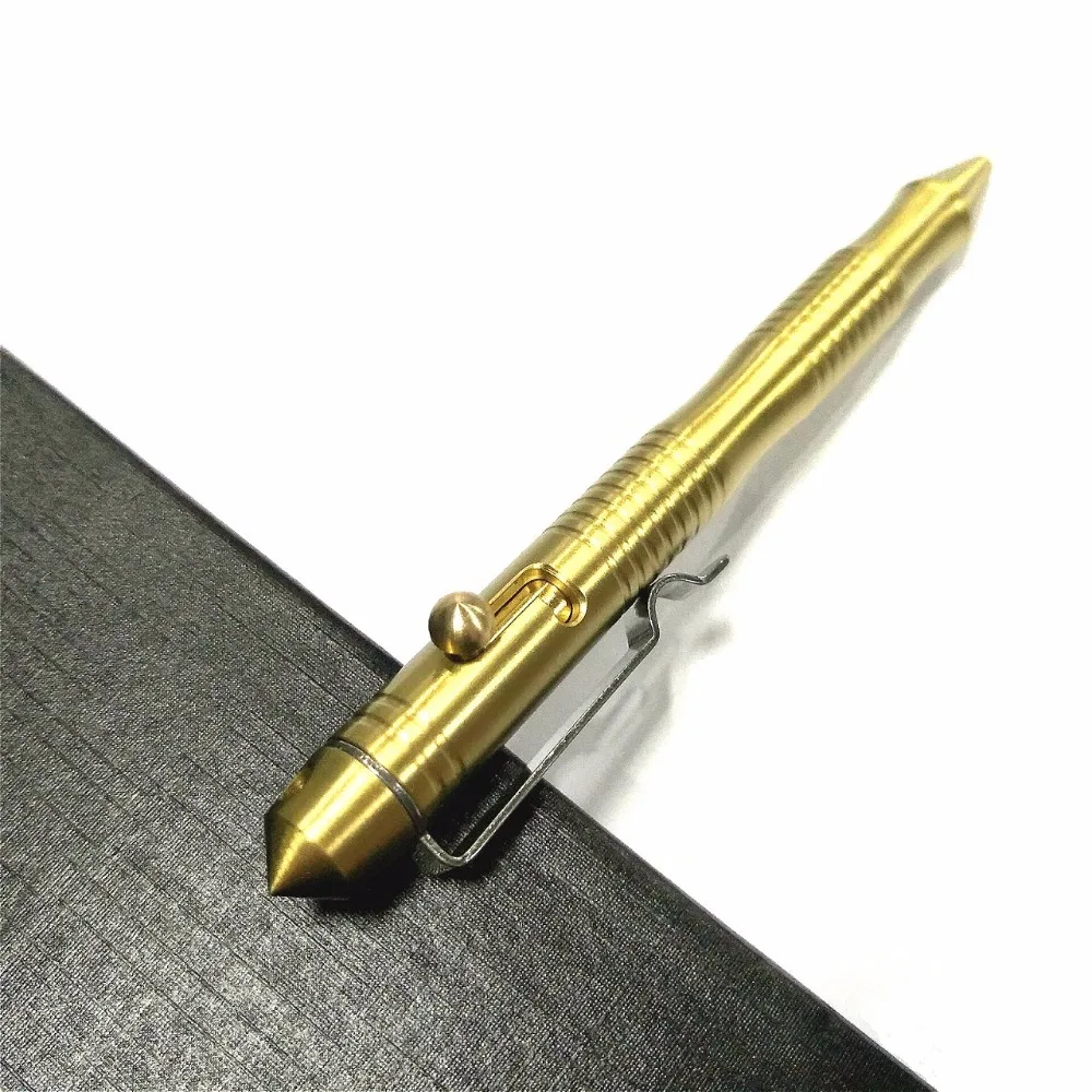 EDC Tactical Self-defense Copper Pen Outdoor Tools Brass Head Portable Gel Sign Box Pencil Clip Survival Camping Equipment | Спорт и