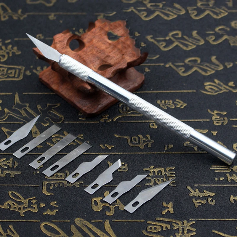 A set (9 Blades) Aluminum Alloy Engraving Knivescutters Cutters Cutting Tools Manual Model Knives Pencil Sharpener. | Инструменты