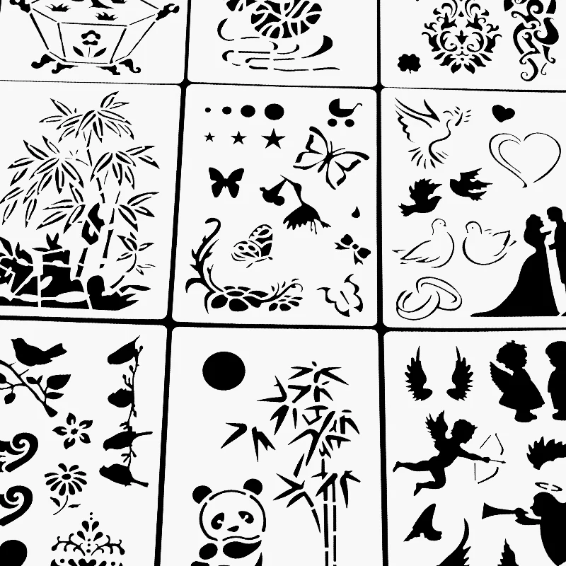 

AZSG Plant Cupid Panda Layering Stencils for DIY Scrapbooking/photo album Decorative Embossing DIY Paper Cards Craft