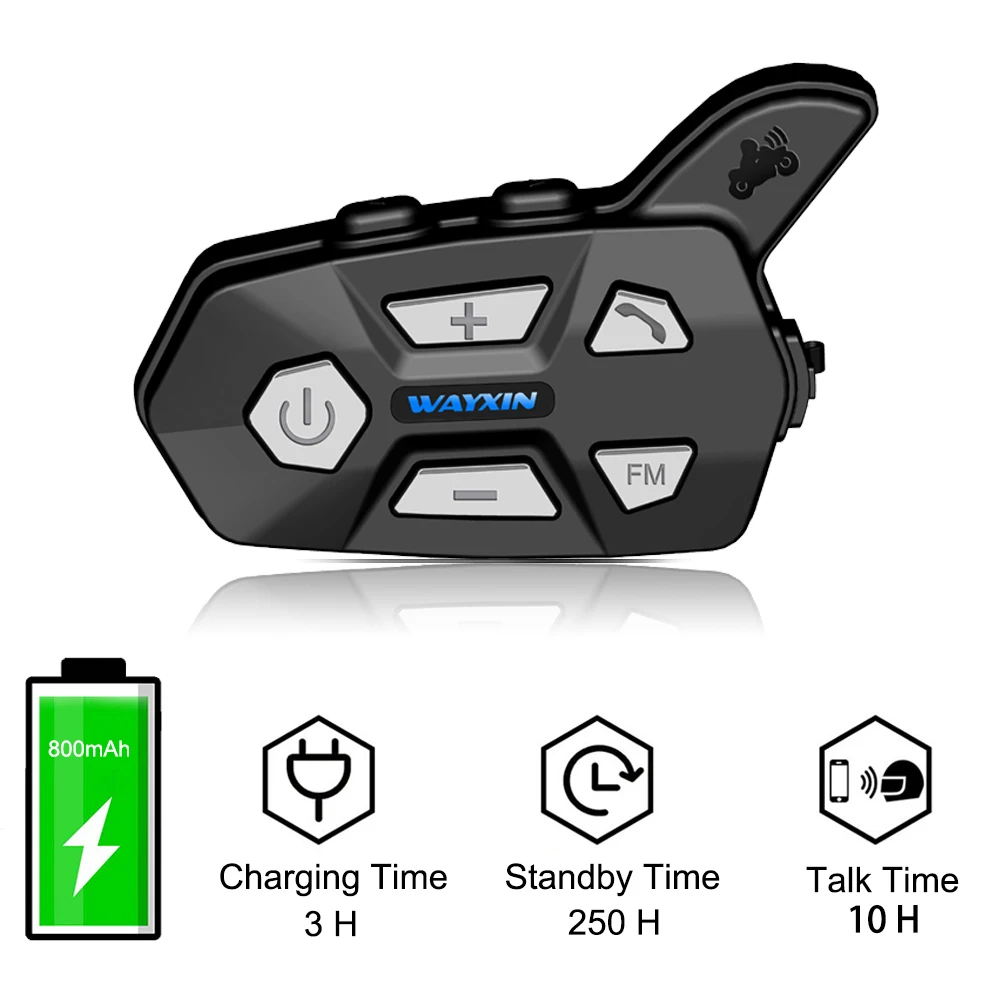 Гарнитура для шлема WAYXIN Bluetooth 2 входа домофон мотоцикла 1 шт. R5 мотоцикл FM