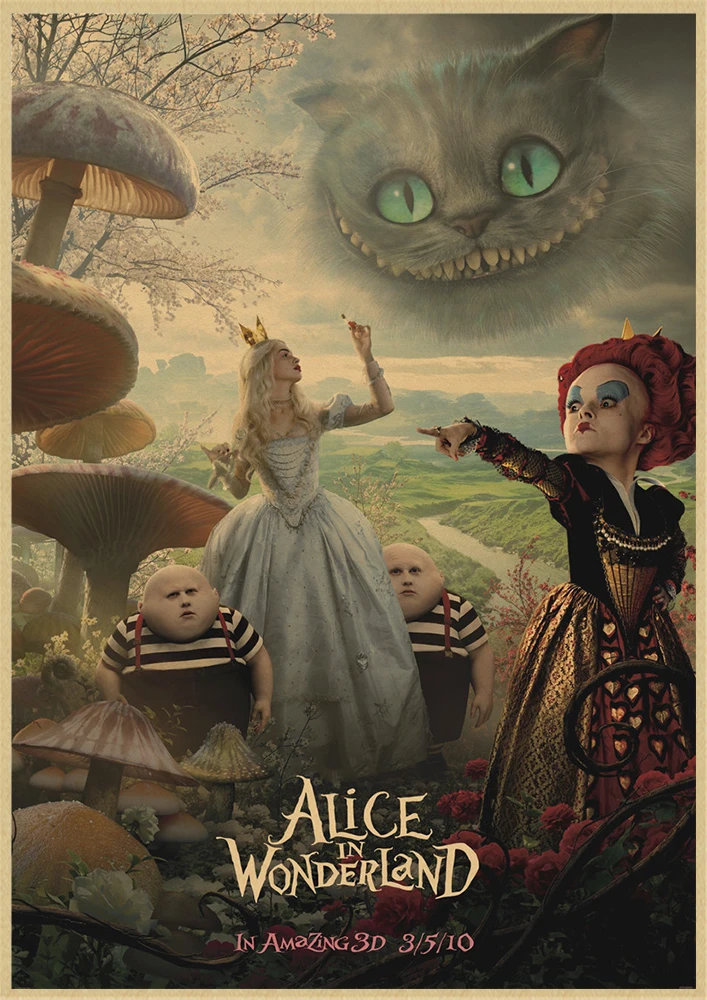 Алиса в стране чудес крафт-Плакаты для ретро фильмов настенные картины для декора комнаты стикер стены - Цвет: Розовый
