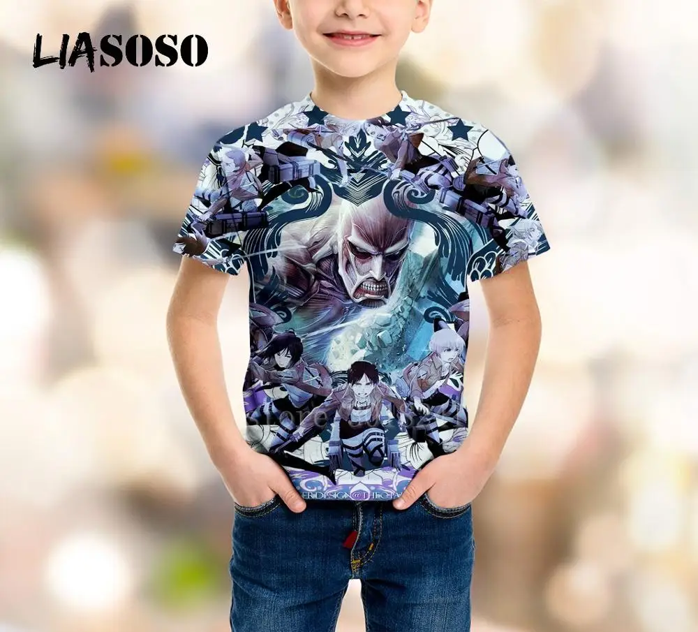 

Children Sweatshirt 3D Print Attack on Titan Mikasa Ackerman T Shirt Kids Top Boy Girl Short Sleeve Baby Teens Pullover B116-02
