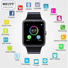 MKUYT GT08 Bluetooth Sport SmartWatch with Camera health monitoring exercise pedometer GSM Card for Android Smartphone