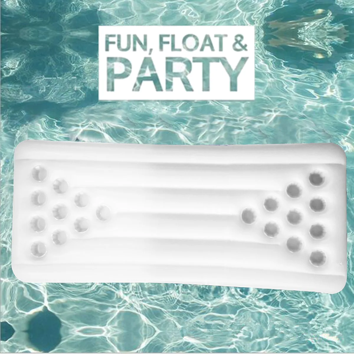 

PVC White Inflatable Floating Row Air Cushion Water Playing Cup Hole Floating Row Water Lounger Table Tennis Game Floating Row