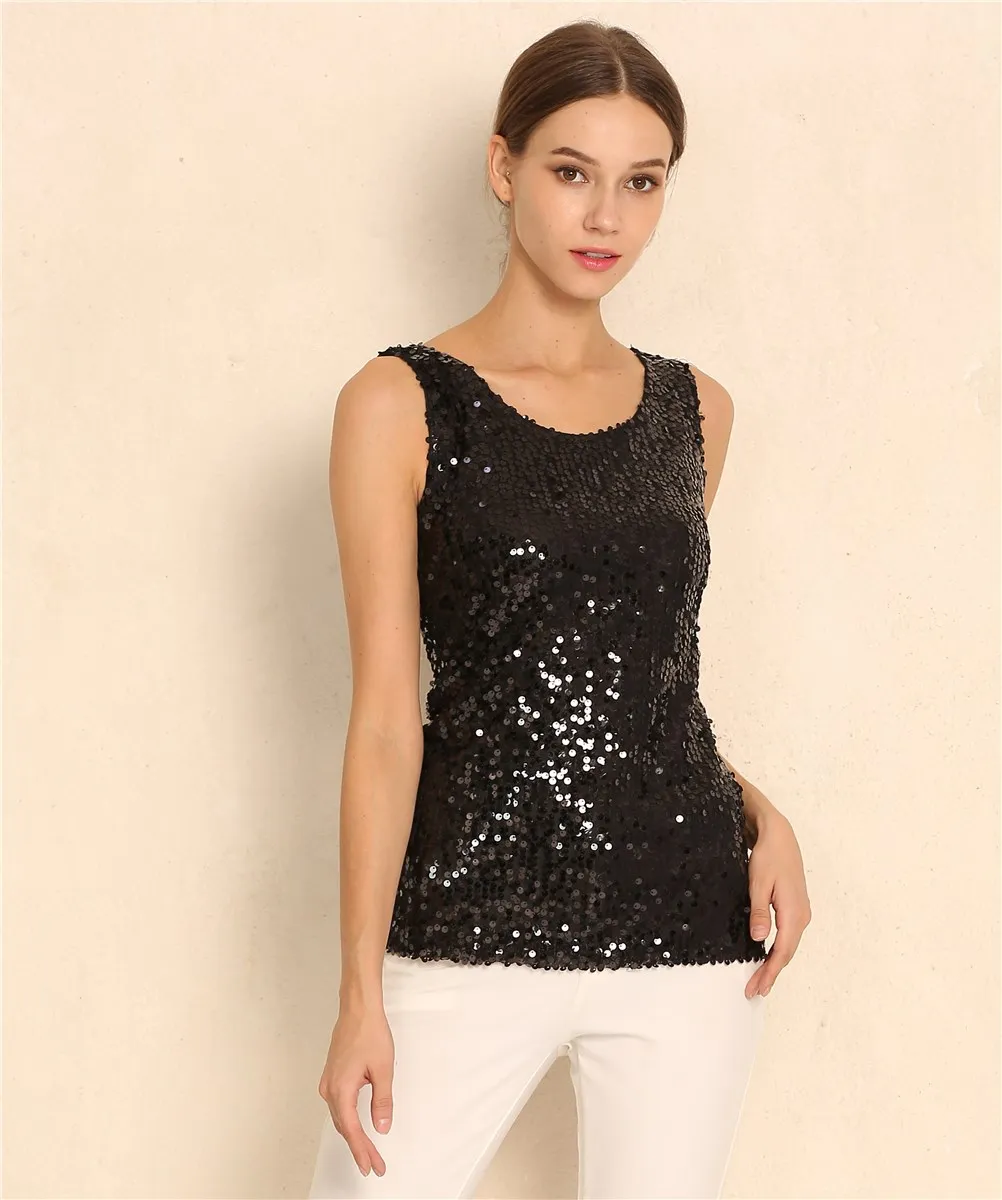 Women Sexy Sequin Glitter Blouses Summer Casual Shirts Vintage Tops womens shirts