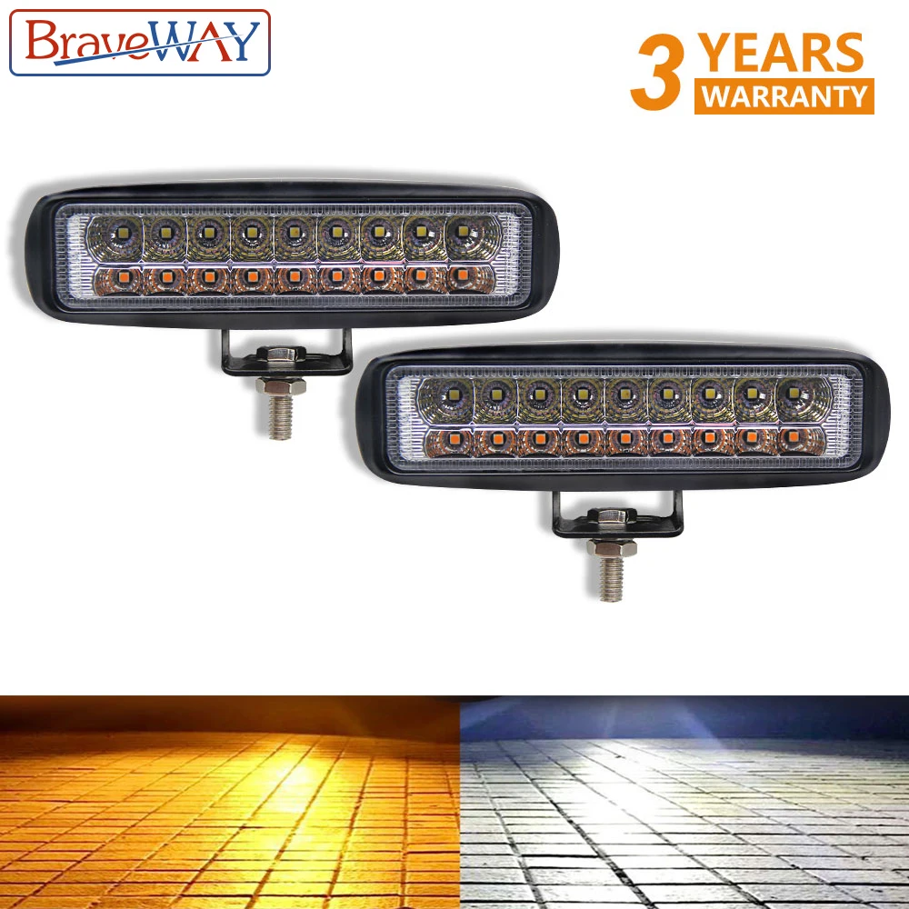 

BraveWay 36W Motorcycle Assisted Lamp 6000K Dual Color Fog Lamp Vehicle Work Light LED Truck Fog Light for Moto SUV,UTV,ATV