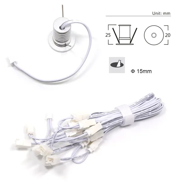 Escurecido e Não-dim Set + Motorista + Cabos Pode 2 w 180lm 80ra Casa Nova Decoração Moda Downlight 15mm Mini Led Spot Luz Ser 6 Pçs - 7 180Lm 80Ra Casa Nova Decoração Moda Downlight 15mm Mini Led Spot luz