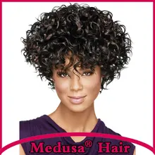 Medusa hair products: Synthetic pastel wigs for women Modern shag styles Short curly Mix color wig with bangs SW0120A