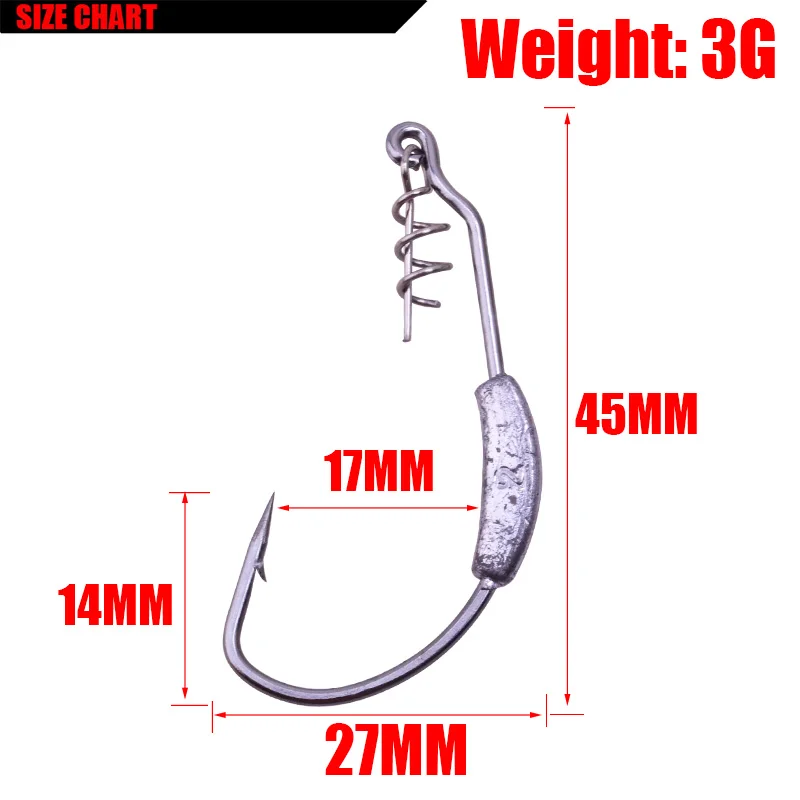 5 шт./лот колючие свинцовые офсетные рыболовные крючки, пригодные для крючка, Техасская Каролина, Флорида, аксессуары для снаряжения, рыболовные снасти, PR-465 - Цвет: Белый