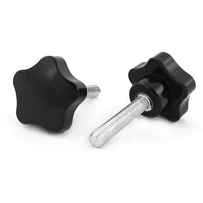 

2 Pcs Machine Tool M8 x 40 Male Thread 40mm Dia Bakelite Knobs Handle Black