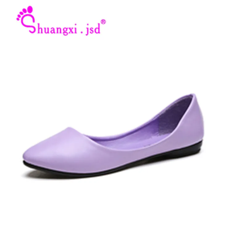 Женская обувь на плоской подошве; коллекция года; сезон осень; новые модные брендовые женские туфли-лодочки для работы; черные низкие дешевые плоские туфли; zapatos mujer; размеры 36-40 - Цвет: Purple