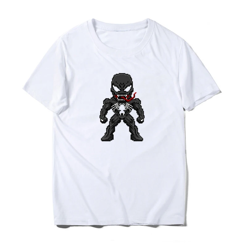 Pixel venom Мужская футболка в стиле хип-хоп с круглым вырезом Классная майка