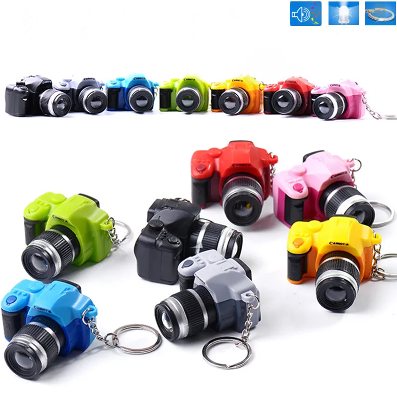 

Creative camera Led keychains With sound LED Flashlight Digital SLR Camera Toy LED Luminous Sound Glowing Pendant Keychain Gift