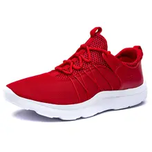 Men Shoes Casual Solid Color Breathable Air Mesh Flat Sport Walking Shoes Mens Trainers Red Bottoms