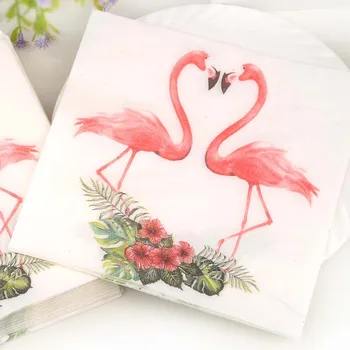 

Decor table napkin paper love tissue decoupage wedding handkerchief party red flower Flamingos birthday serviettes vintage towe