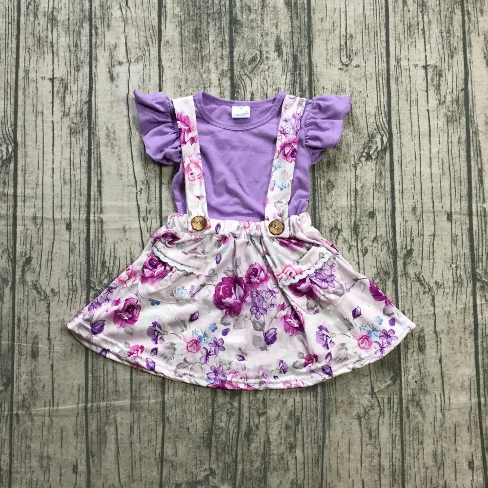 

Super cute!!! Summer/Spring girls boutique clothing lavender sleeves top pink lavender skirt baby kids wear hot sell outfits