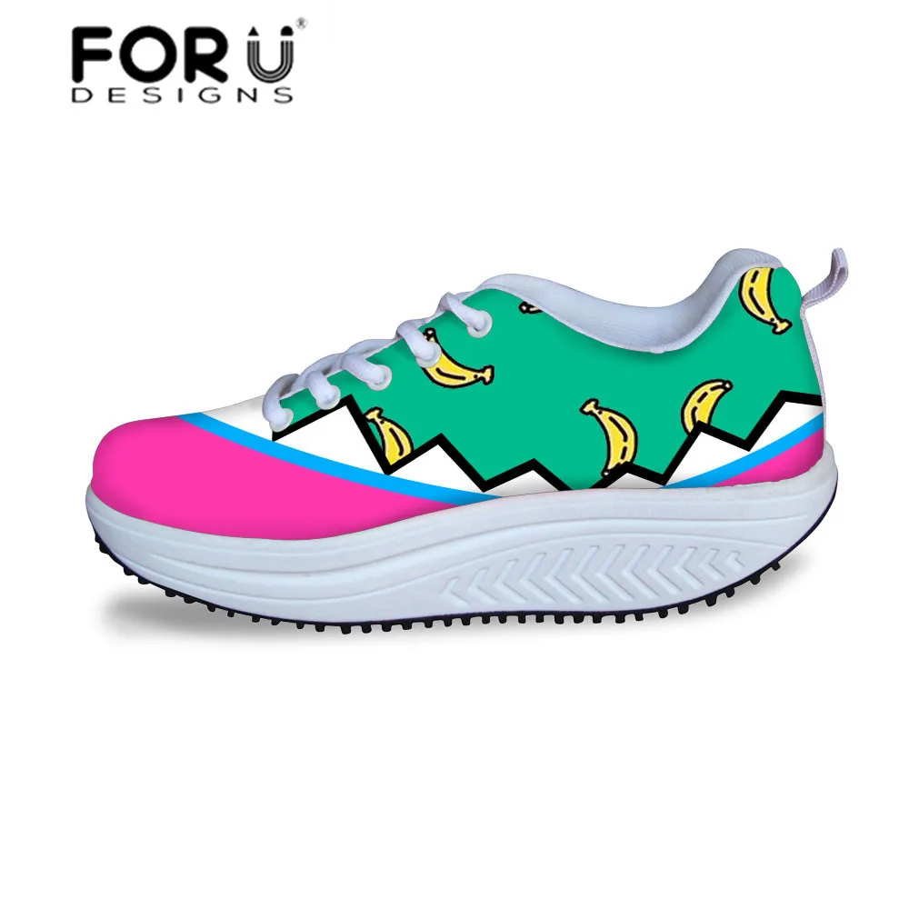 

Korean Style women's Slimming Shoes New 2016 Fashion Platform Strawberry Print Women Wedge Footwear Female Casual Swing Shoes