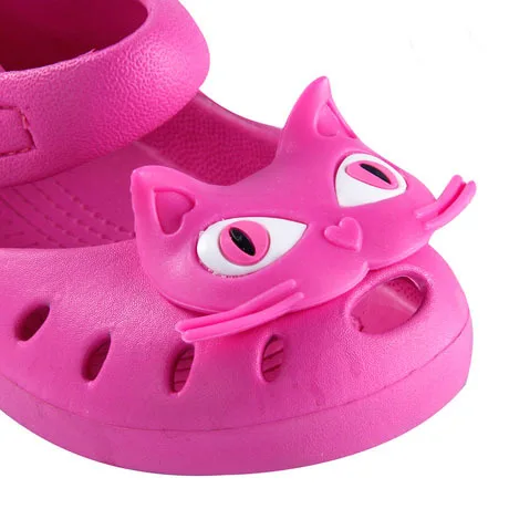 Детские сандалии для девочек Милая Пижама «Hello Kitty», Пижамный костюм для детей пляжная обувь клоги eva свет Вес мягкая Очаровательная Обувь для кошек Одежда для маленьких девочек; розовые сандалии на застежке-липучке