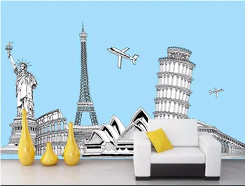 

Custom mural photo 3d wallpaper Urban architecture silhouette art decoration painting 3d wall murals wallpaper for walls 3 d
