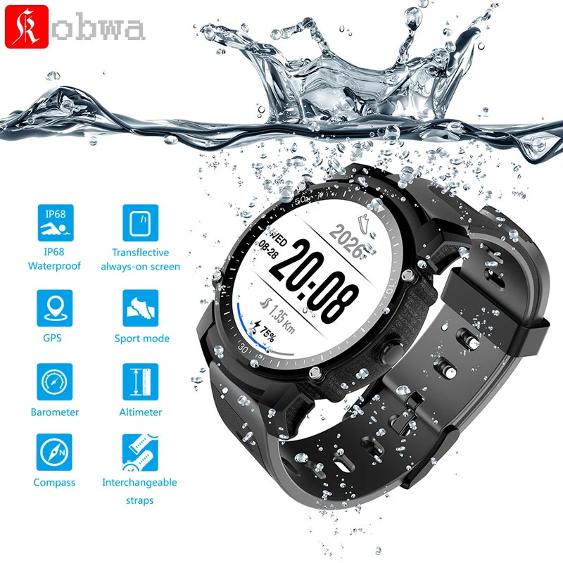 

FS08 GPS Smart Watch IP68 Waterproof Bluetooth 4.0 Heart Rate Fitness Tracker Multi-mode Sports Monitoring for Android IOS Phone