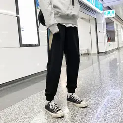2018 осень Мужская Мода хип-хоп Стиль Харен связаны ноги брюки эластичный пояс свободные Повседневное темно-серый/черный Цвет брюки M-2XL