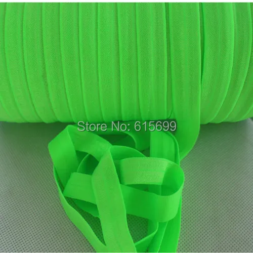 

FOE solid fold over elastic 50yards/roll ,super quality 5/8 inch shinny(556 acid green) elastic ribbon free shipping