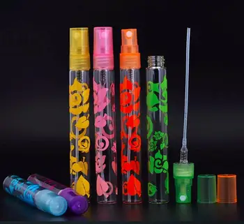 

100PCS/lot Rose Flower Printed 10ml Glass Perfume Spray Bottles Atomizer Empty Refillable Portable Mini Parfum Bottle