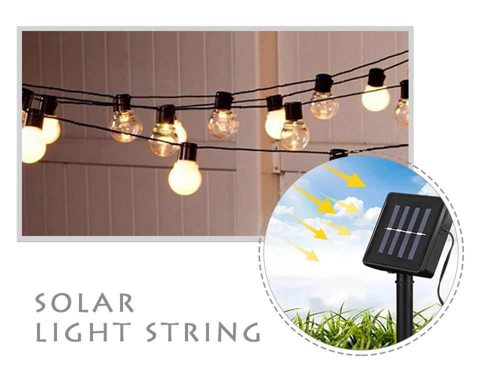 LED Solar Lamp String Fairy Light Outdoor Solar Light Festoon Globe Ball String Lights (1)