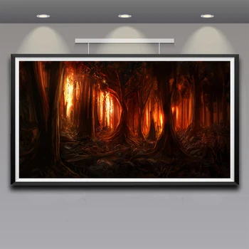 

Artwork Nature Trees Forest Burning Fire Wood Art Silk Poster 11x20 16x29 20x36 Inches Home Decor Painting Free Shipping