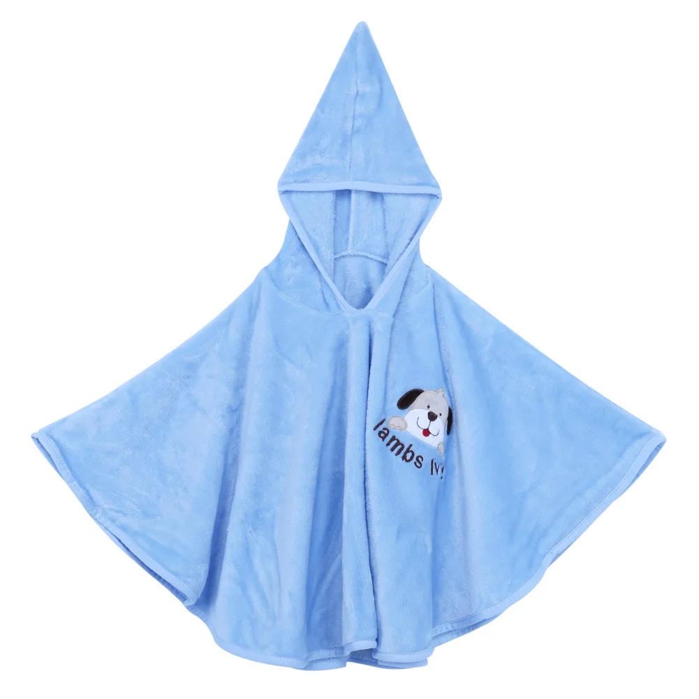 Милое флисовое мягкое детское банное полотенце в форме Милого Животного, детское полотенце, купальный Халат с капюшоном, накидка, детское одеяло, шапочка для пеленания - Цвет: Синий