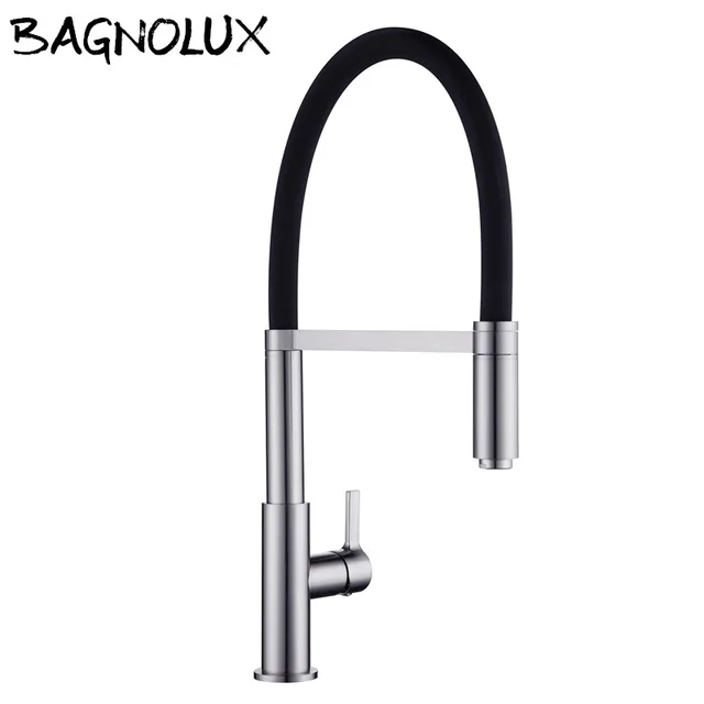 Best Offers Newly Patent Design 360 Swivel 100% Solid Brass Single Handle Mixer Sink Tap Pull Out Down Kitchen Faucet In Brushed Nickel