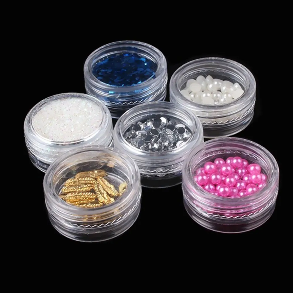 

20Pcs 2.9*1.5cm Clear Plastic Jewelry Bead Storage Box Round Container Jars Make Up Organizer Boxes Sequin Box