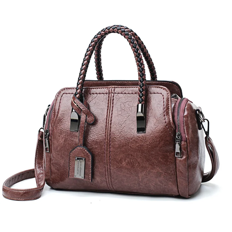 Модные женские сумки из высококачественной кожи, женские повседневные сумки-тоут, женские сумки через плечо, стиль - Цвет: Purple