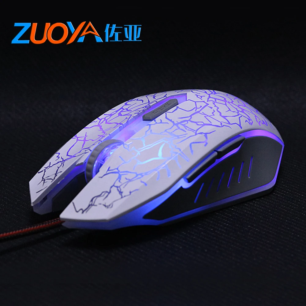 Проводная игровая мышь с узором трещины регулируемая 3200 dpi USB светодиодный