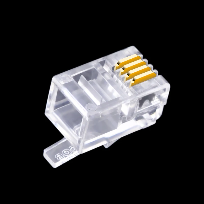CNCOB 4P4C RJ9 telephone handset connector 4-core audio connector 4-wire plug Gold-plated copper chip 100pcs CNCOB 4P4C RJ9 telephone handset connector 4-core audio connector 4-wire plug Gold-plated copper chip 100pcs