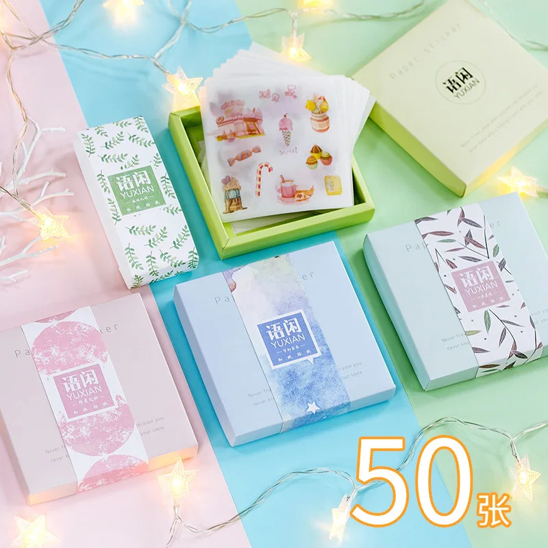 

Gift Box Set Stickers Leisure Washi Paper Tape Collage Elements Creative Hand Diary DIY Decorative Stickers