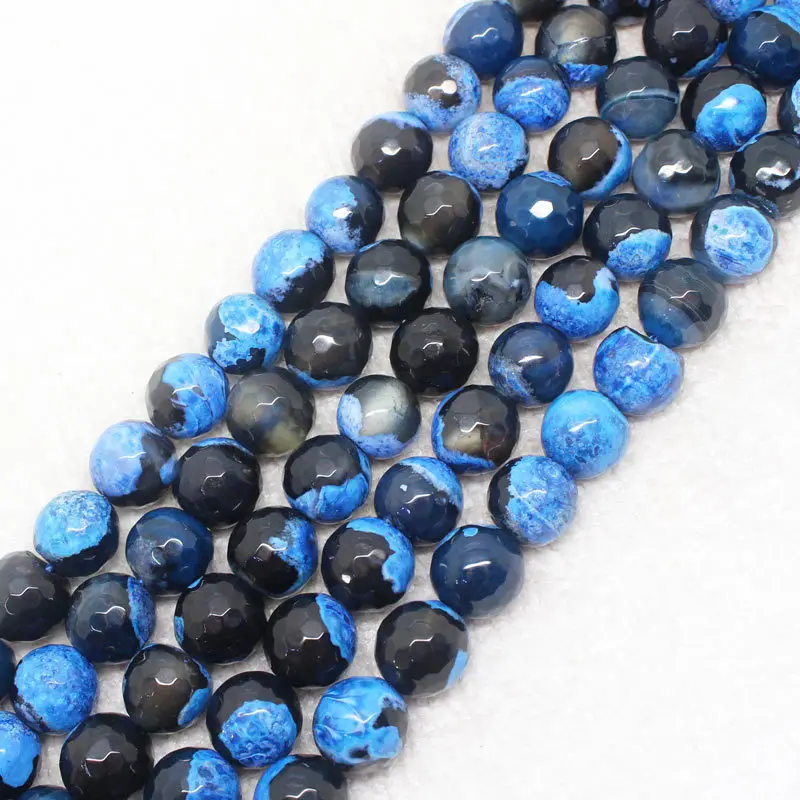 Wholesale Faceted Blue Fire agates 6-12mm Round Beads 15&quotag356 For DIYJewelry making!We provide mixed wholesale for all items ! |