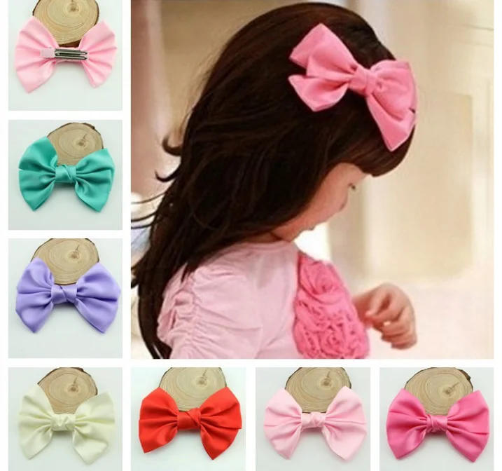 

20pcs Yiwu Factory Wholesale Kids Hair Clip Big Bow Hairpins Quality Yellow Purple Girl Hairgrips ToddlerFancy Dress Accessories