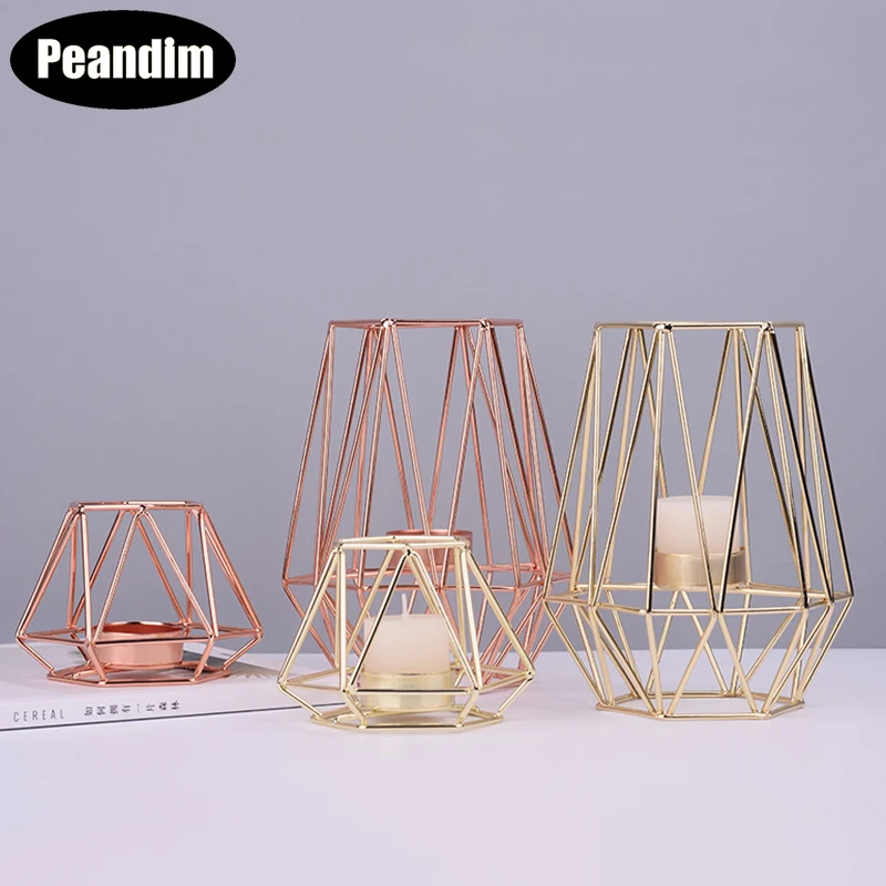 

Peandim Geometry Candle Holders Nordic Romantic Candlestick For Wedding Decoration Table Centerpieces Valentine's Gifts