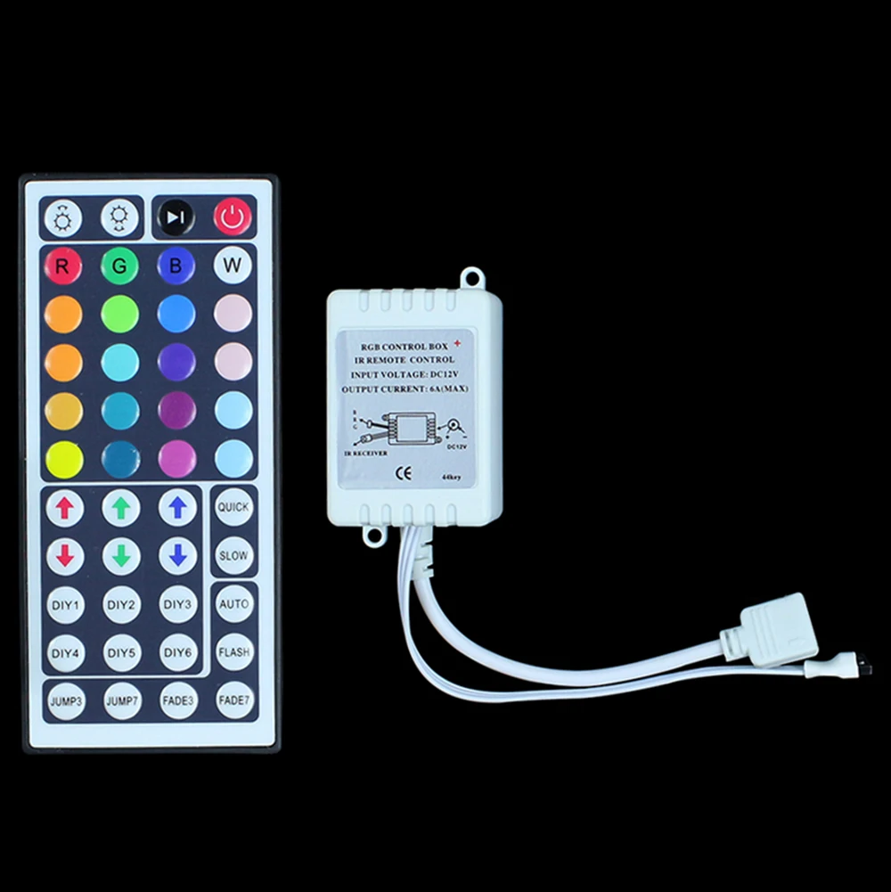 

DC12-24V 6A IR Remote Dimmer 44 Keys Mini LED IR RGB Remote Controller for 3528 & 5050 RGB LED Strip Lights free shipping