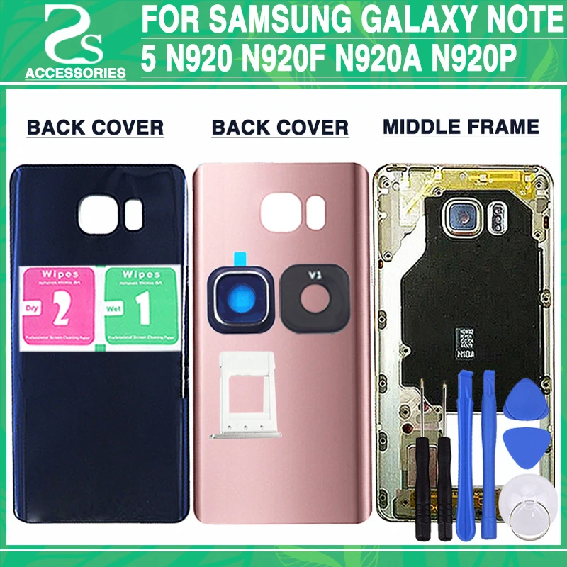 

For Samsung Galaxy Note 5 N920 N920F N920A N920P Full housing Middle frame case + Battery Cover