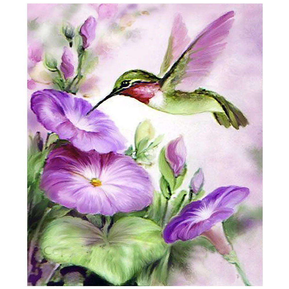 

5D DIY Full Diamonds Painting Cross-Stitch Embroidery 3d Diamonds Set For Embroidery Hummingbirds And Flowers Home Decor R243