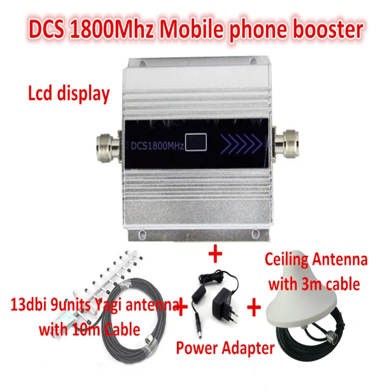 

13db yagi + ceiling antenna! Mini DCS 1800MHZ Mobile signal repeater , 4G LTE cell phone signal booster amplifiers with LCD