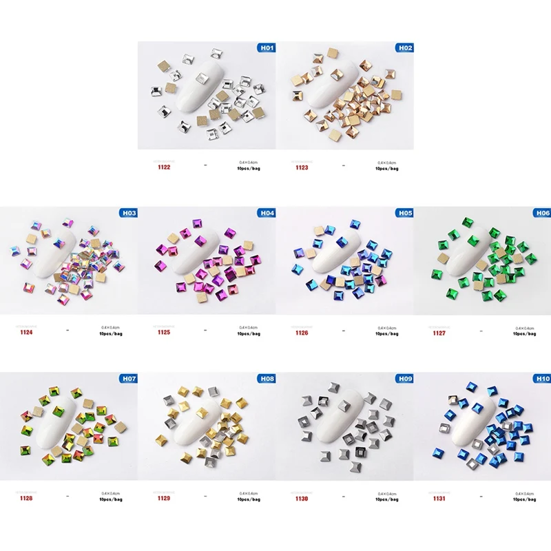 10 шт. Стразы ab Crystal Камни для пламени квадратный алмаз камень 3D браслеты с подвесками стразы маникюр Нейл-арт Декор инструмент